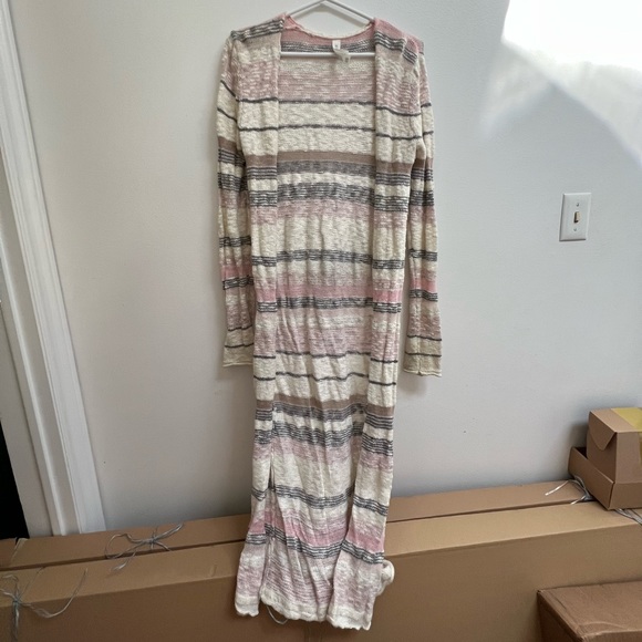 Aeropostale Striped Knit Open Duster Cardigan S - Picture 4 of 5